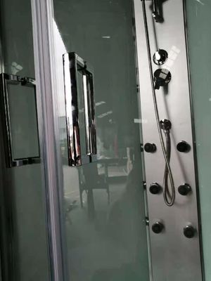 সাদা কাচের পটভূমি 900X900mm সহ ফ্যান আকৃতির স্টিম শাওয়ার রুম